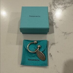 Tiffany & Co. Silver Oval Tag Key Ring